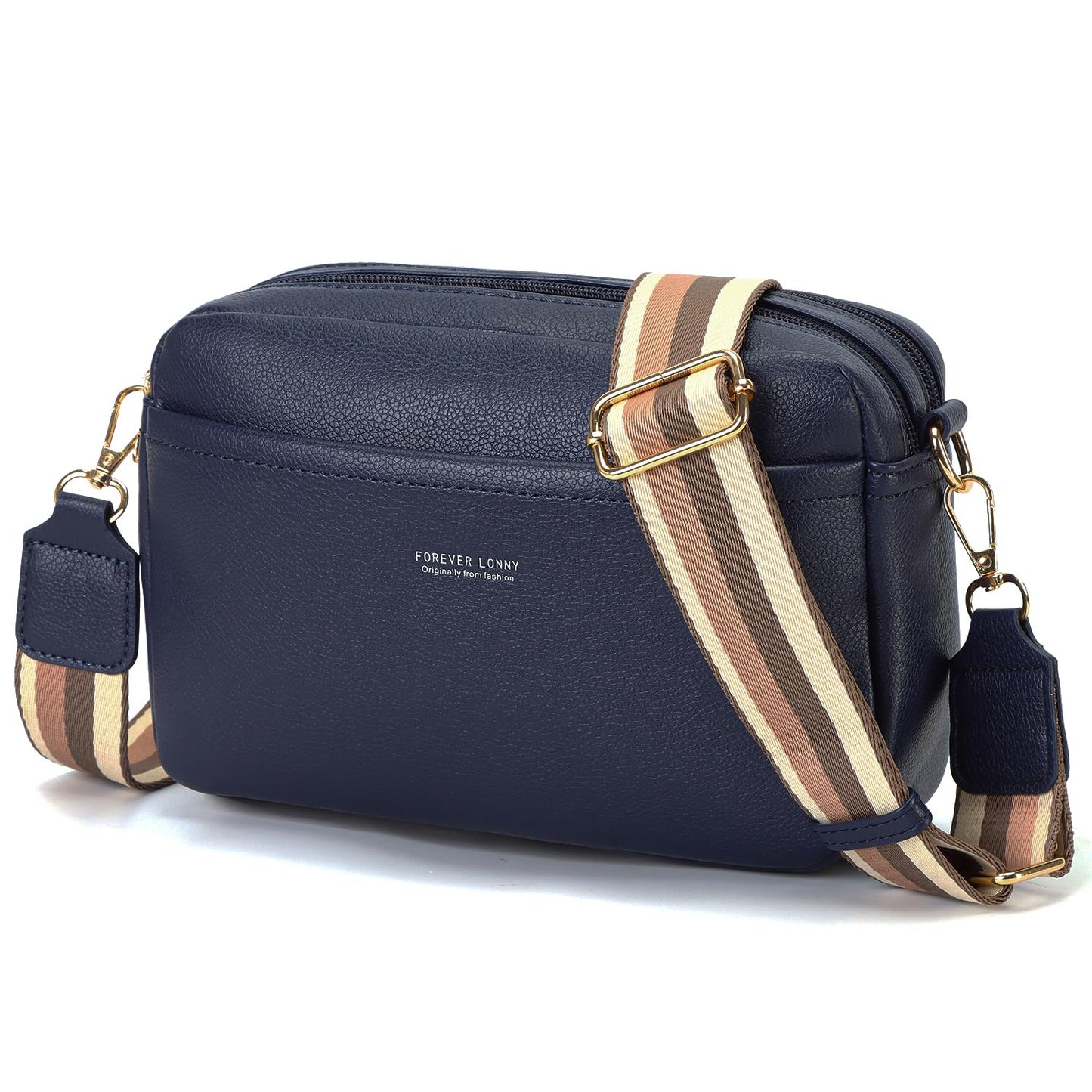 AIFILLE Women's Shoulder Bag, PU Leather Crossbody Bag for Women, Small Phone Bag for Girls with Wide Detachable Shoulder Strap and 2 Zip Compartments