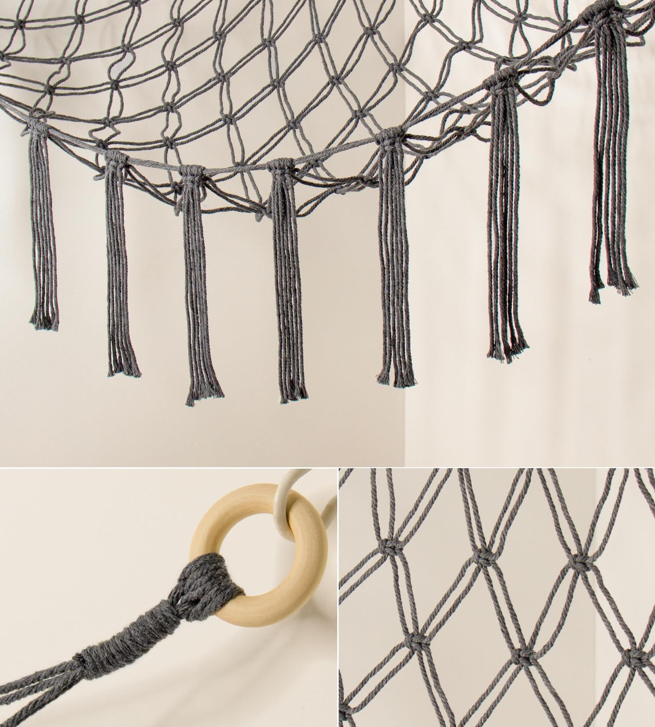 Stuffed Animal Storage Hammock - Baby Toy Hammock Net for Stuffed Animals Cute Room Decor -Large Stuff Animal Organizer Holder for Plush Plushie - Kids Nursery Beige Bedroom Home Decor