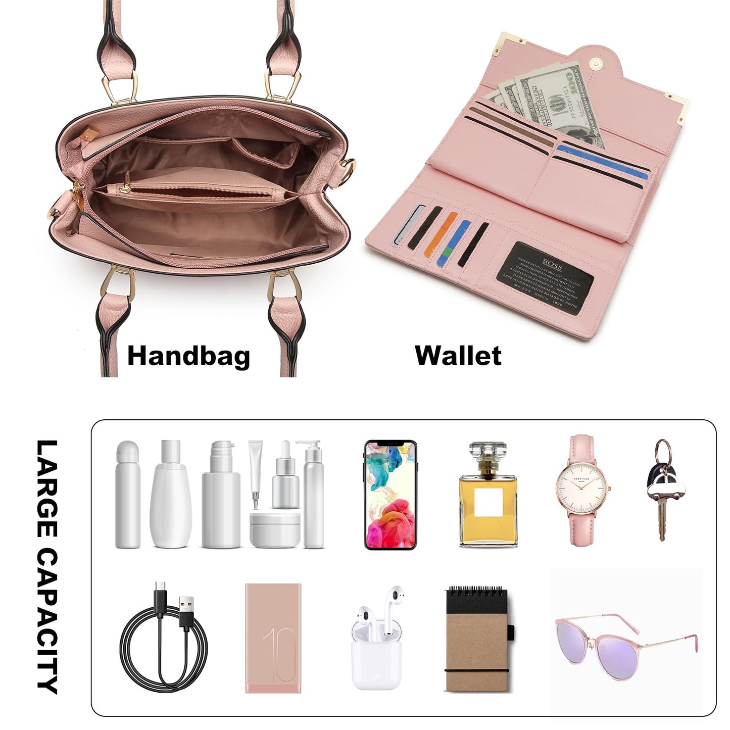 Miss Lulu Handbag for Women, Woven and Chevron Pattern, M Logo on The Front, Top Handle or Shoulder Bag