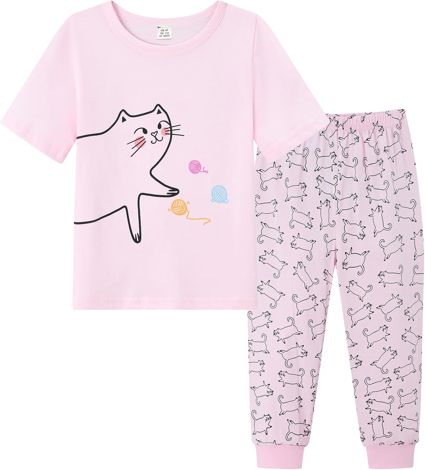 Dinopjs Girl's Pyjama Sets Cotton Dinosaur Unicorn Giraffe Pjs Kids Summer Short Pajamas for Girls 2-7 Years Children Clothes