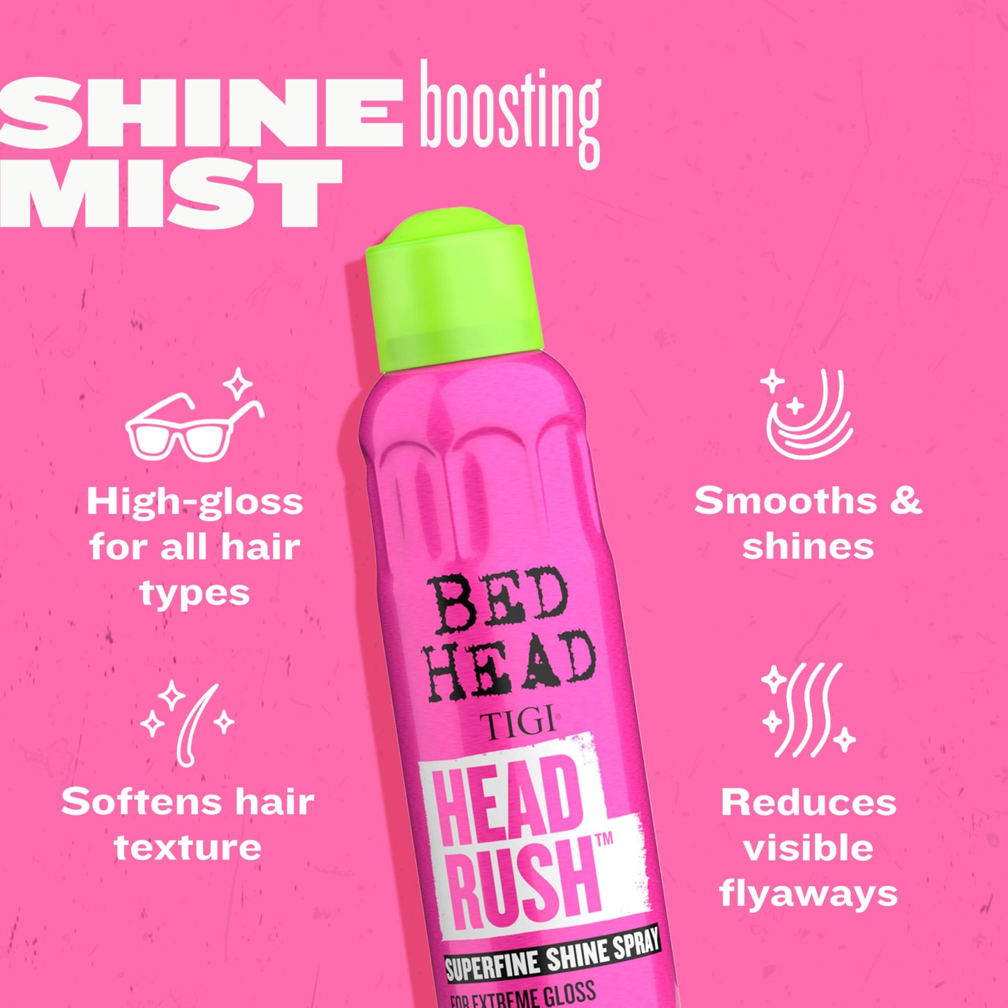 Bed Head by TIGI Headrush Shine Spray – Lightweight Shine Spray for Smooth, Glossy Hair – 200 ml