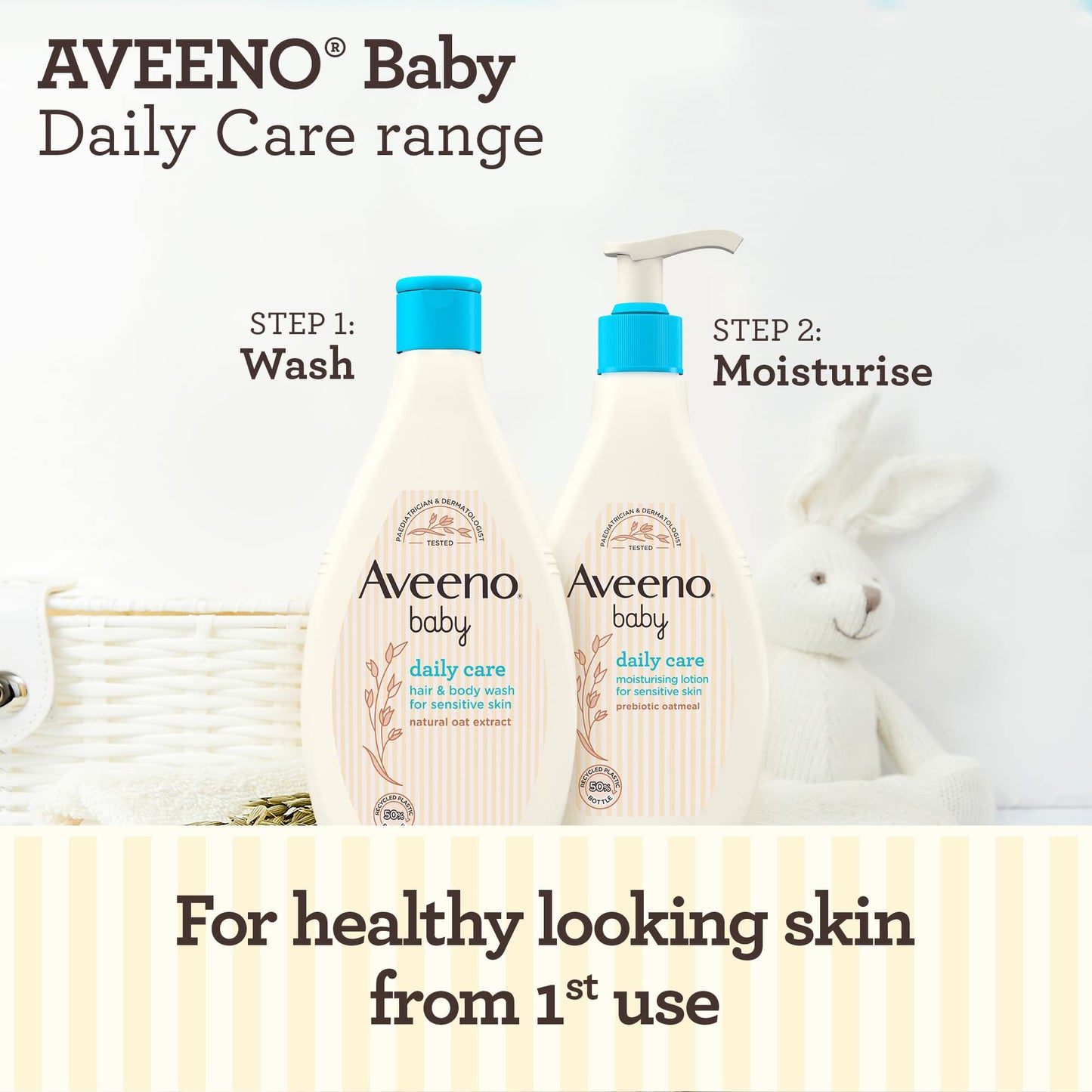 AVEENO Baby Daily Care Gentle Bath & Wash (1 x 400ml), Tear-Free Baby Wash with Gentle Fragrance with Prebiotic Colloidal Oatmeal, Gently Cleanses & Leaves Skin Feeling Moisturised, For Sensitive Skin