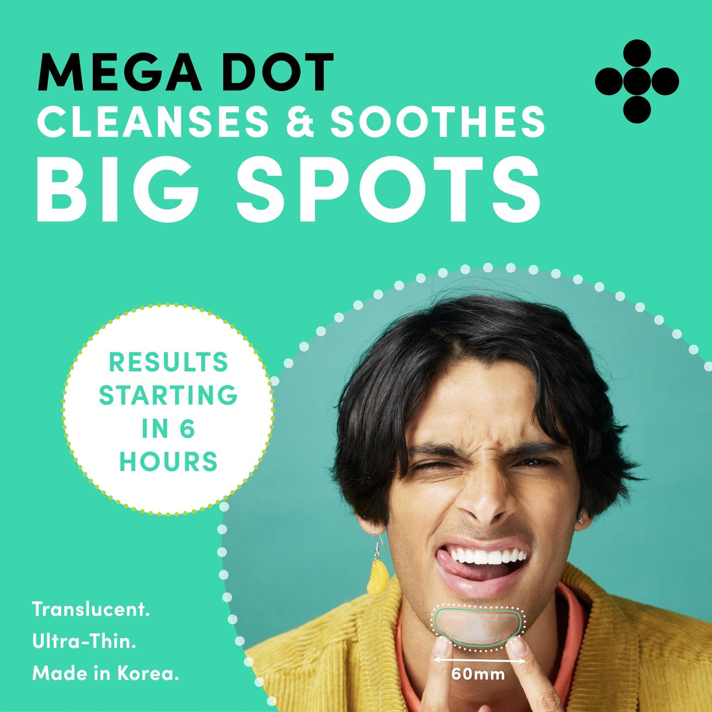 Dots for Spots Acne Patches - Pack of 60 Translucent Hydrocolloid Pimple Patch Spot Treatment Stickers for Face and Body - Fast-Acting, Vegan & Cruelty Free Skin Care