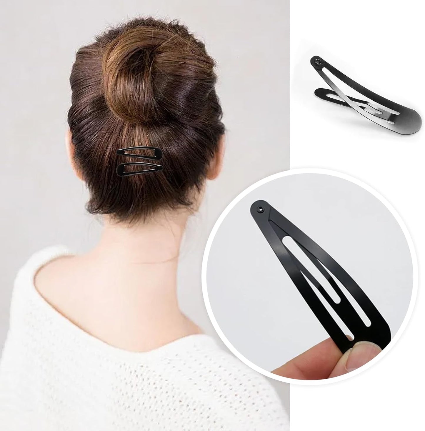 YISCOKO Hair Clips Hair Clips Women Black Hair Clips,Metal Hair Clips,2 Inch Snap Hair Clips,Snap Clips Kids Barrettes Girls' Hair Accessories(24 PCS Black)