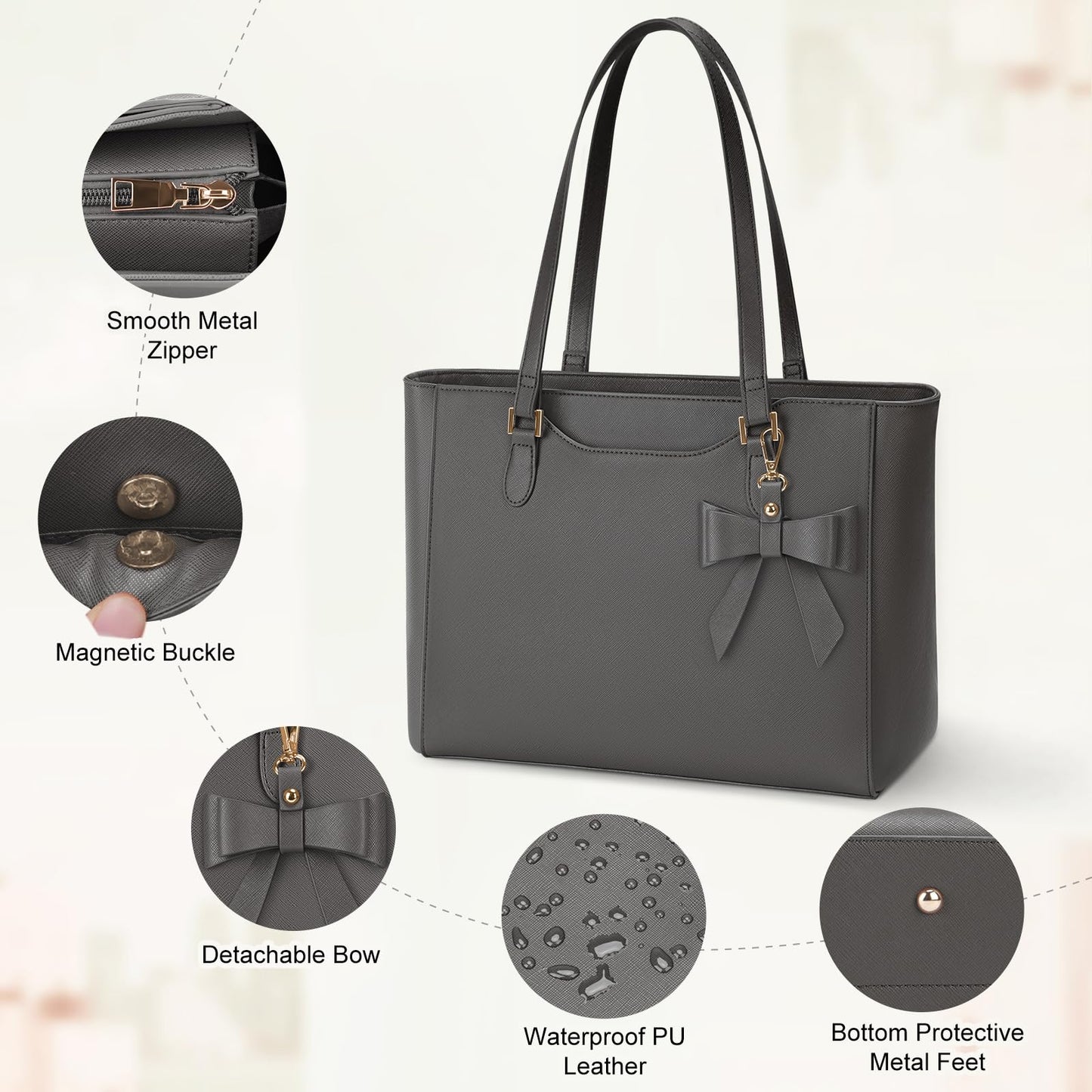 KTMOUW Handbags for Women Large Capacity PU Leather Tote Bags for Women with Zip, Shoulder Bag Ladies Handbag Tote Bag for School Work Travel Shopping Black