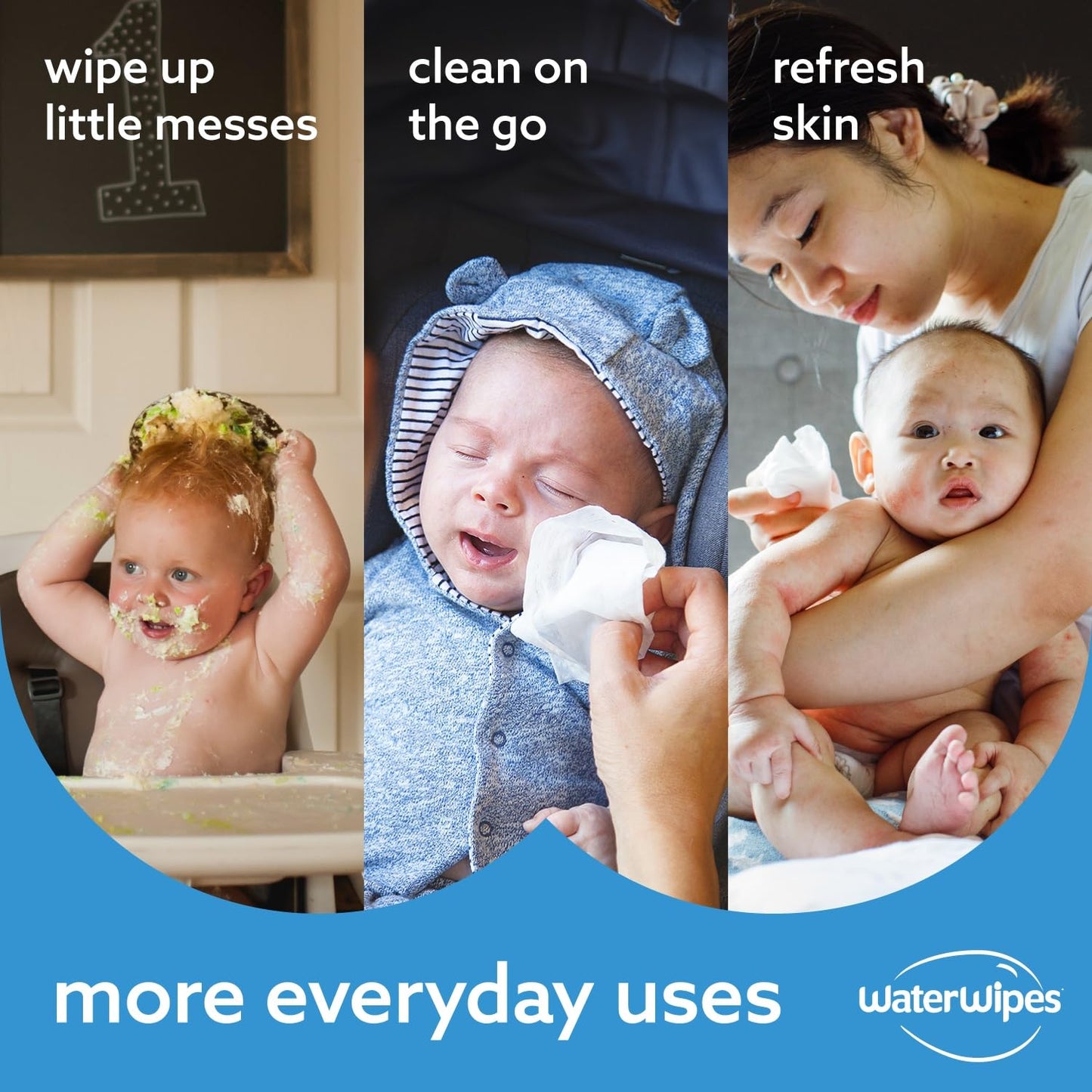 WaterWipes Original Baby Wipes, 720 Count (12 Packs), 99.9% Water, 3-In-1 Cleans, Cares, Protects, Unscented, Packaging May Vary