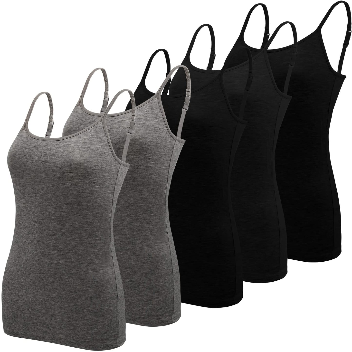 BQTQ 5 Pieces Basic Camisole Adjustable Strap Vest Top for Women and Girl