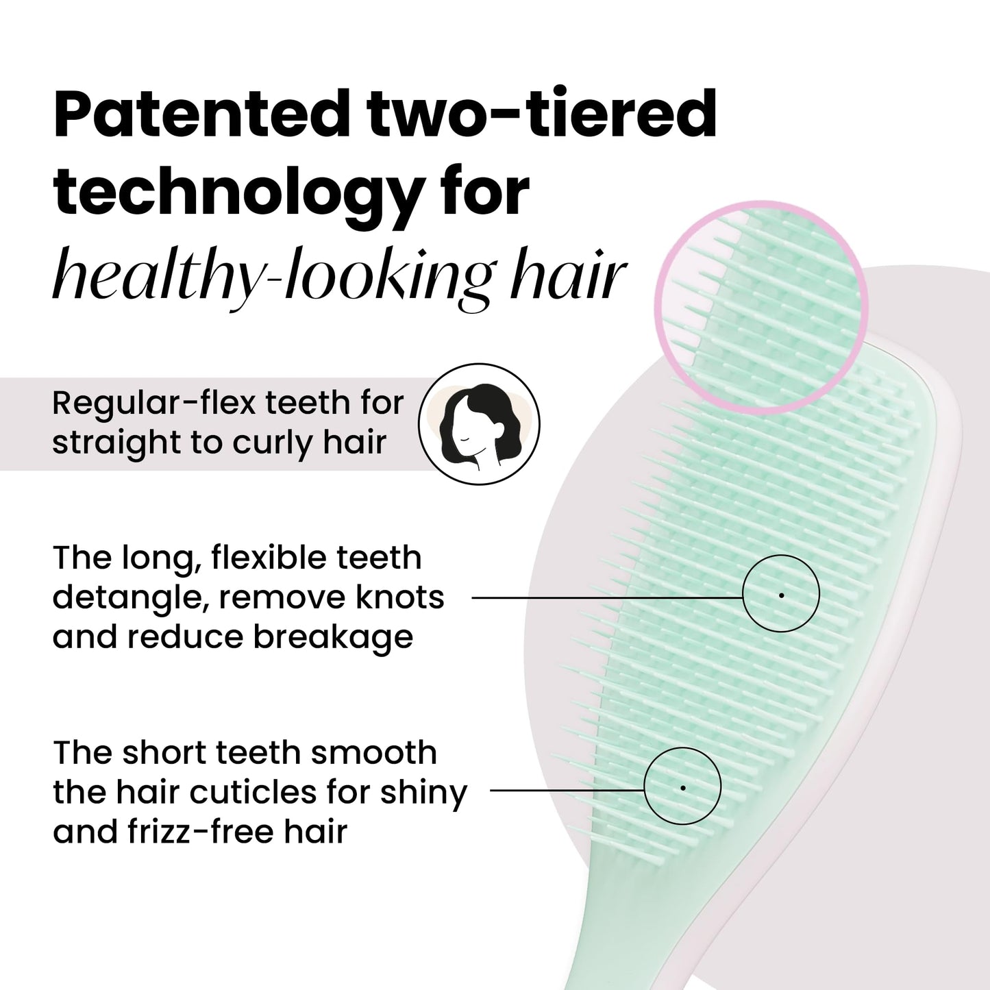 Tangle Teezer Ultimate Detangler Hairbrush - For Wet & Dry Hair - Detangling Brush for All Hair Types - Two-Tiered Teeth Reduce Breakage & Eliminate Knots - Millennial Pink