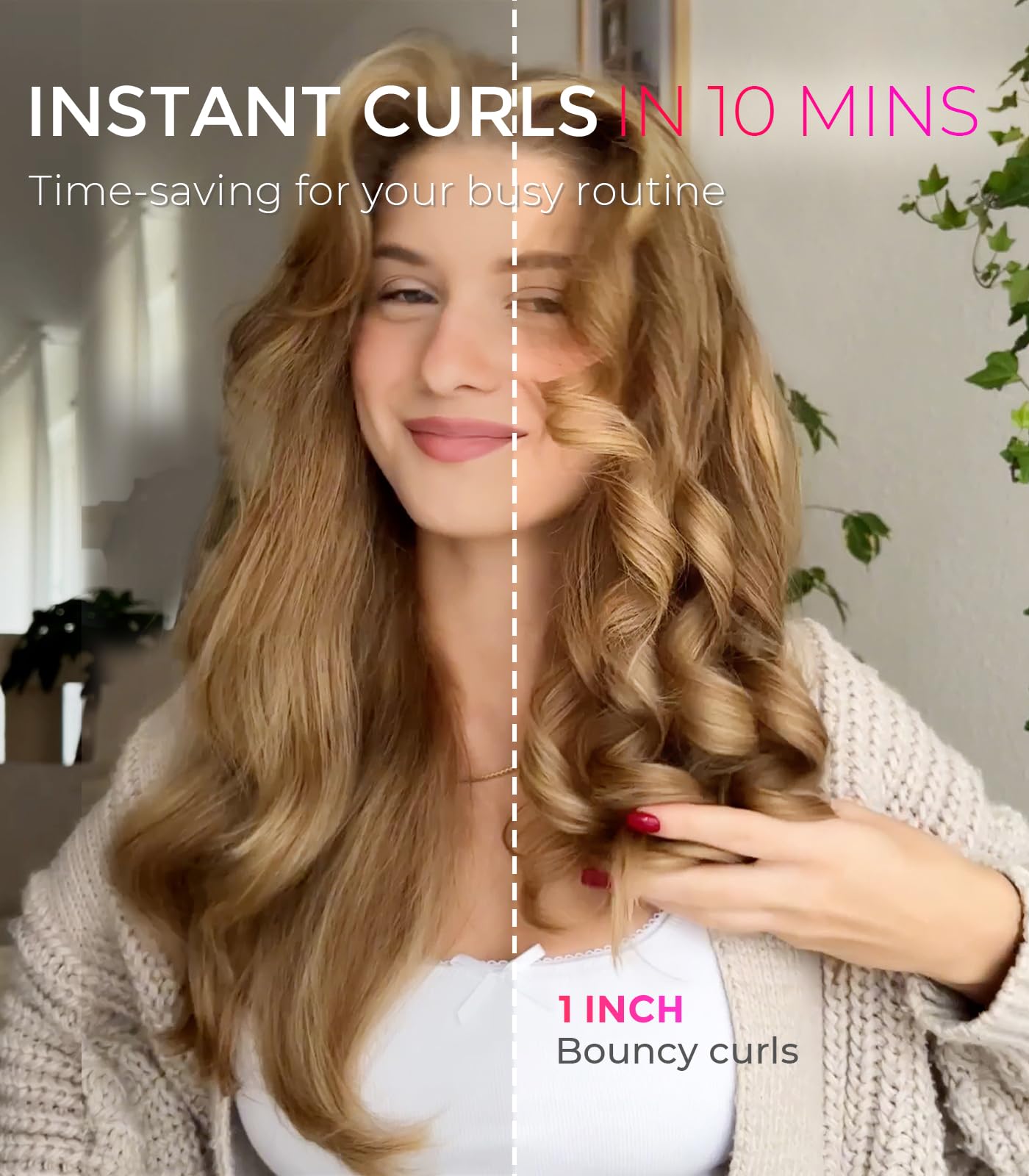 TYMO CURLPRO Automatic Rotating Curling Iron - Beach Waves Curling Wand, Portable Hair Curler, 500 Million Ionic, Dual Voltage & Lightweight for Travel, Ceramic Coating, Metallic Gray 1.25 inch