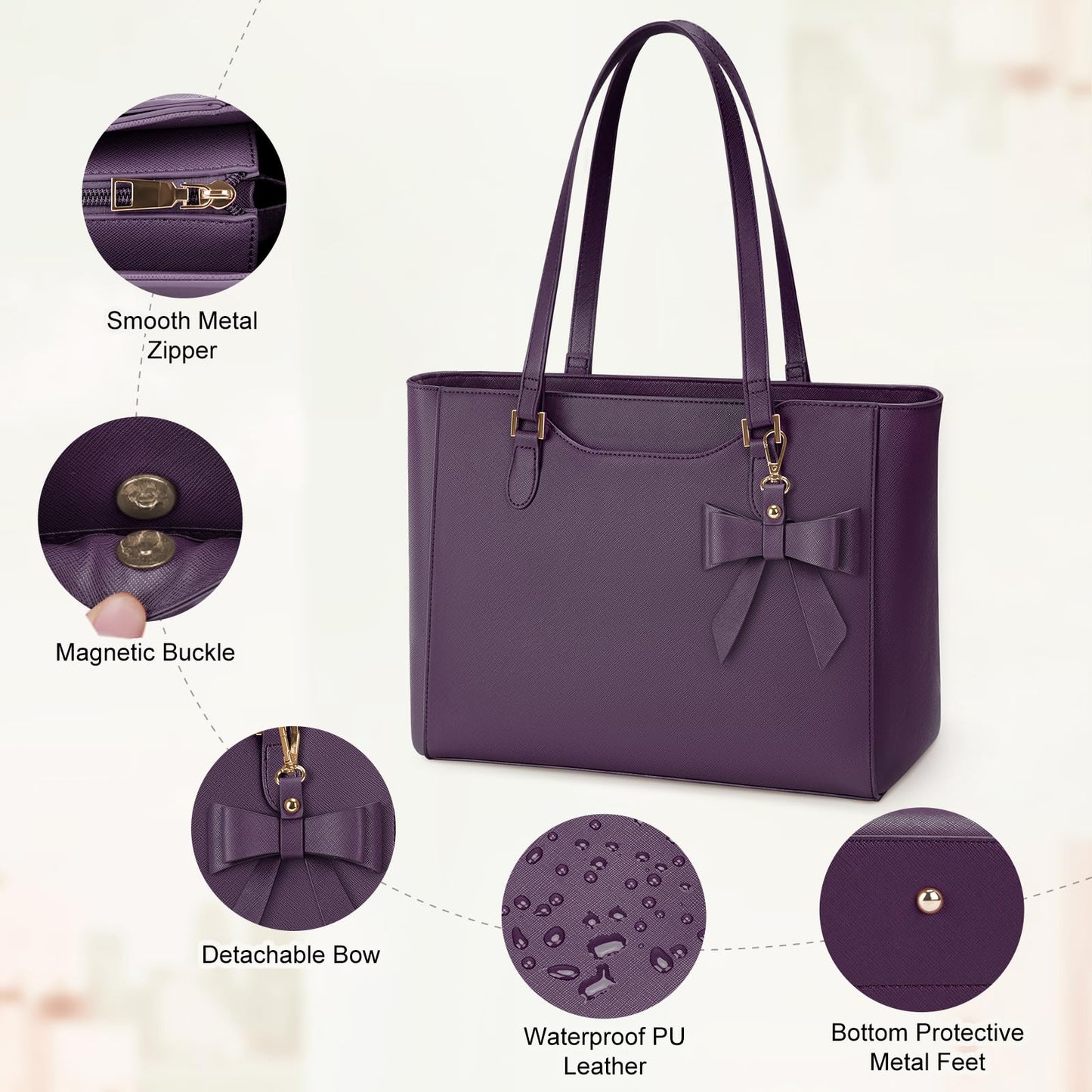 KTMOUW Handbags for Women Large Capacity PU Leather Tote Bags for Women with Zip, Shoulder Bag Ladies Handbag Tote Bag for School Work Travel Shopping Black