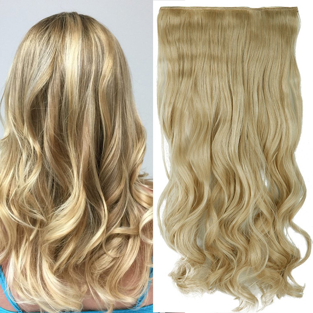 24 Inch One Piece Hair Extensions Clip In Curly Hairpieces Wavy 5 Clips - Dark Brown(60cm-120g)