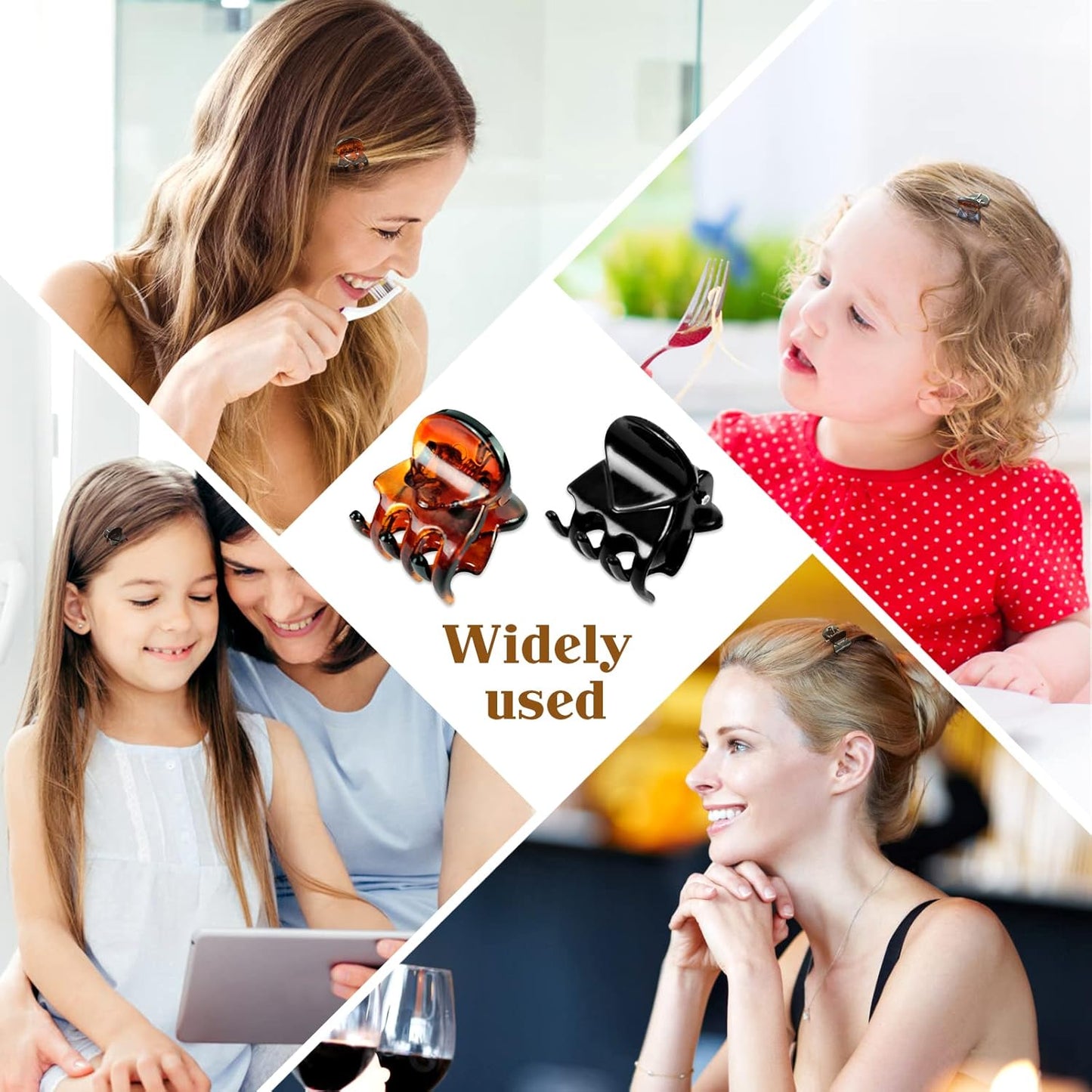 Qufiiry 30PCS Mini Hair Clips, Small Hair Clips, Mini Claw Hair Clips, Small Hair Clips for women with Storage bags, Non-slip Hair Catch for Women Girl's Hair Black and Brown