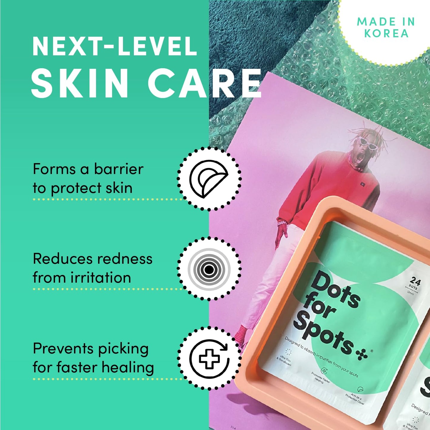 Dots for Spots Acne Patches - Pack of 60 Translucent Hydrocolloid Pimple Patch Spot Treatment Stickers for Face and Body - Fast-Acting, Vegan & Cruelty Free Skin Care