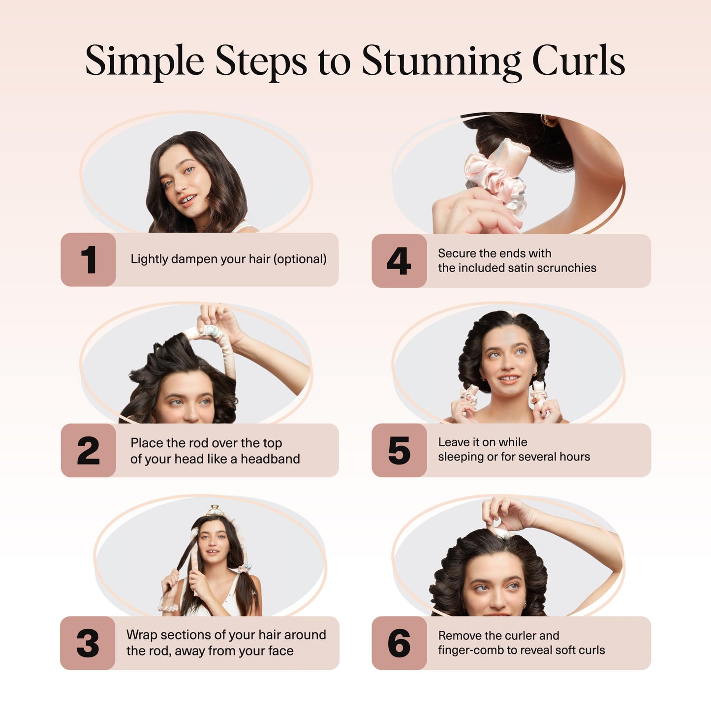 Kitsch Heatless Curling Set - Satin Heatless Curler, Hair Curler No Heat, Heatless Curler for long and short hair, Overnight Curls with 2 Satin Scrunchies and Blowout Rod - Sunset Tie Dye