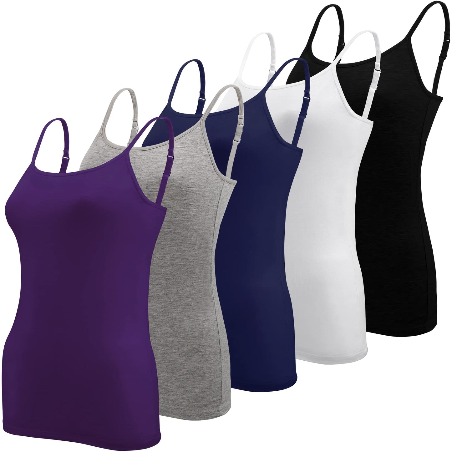 BQTQ 5 Pieces Basic Camisole Adjustable Strap Vest Top for Women and Girl