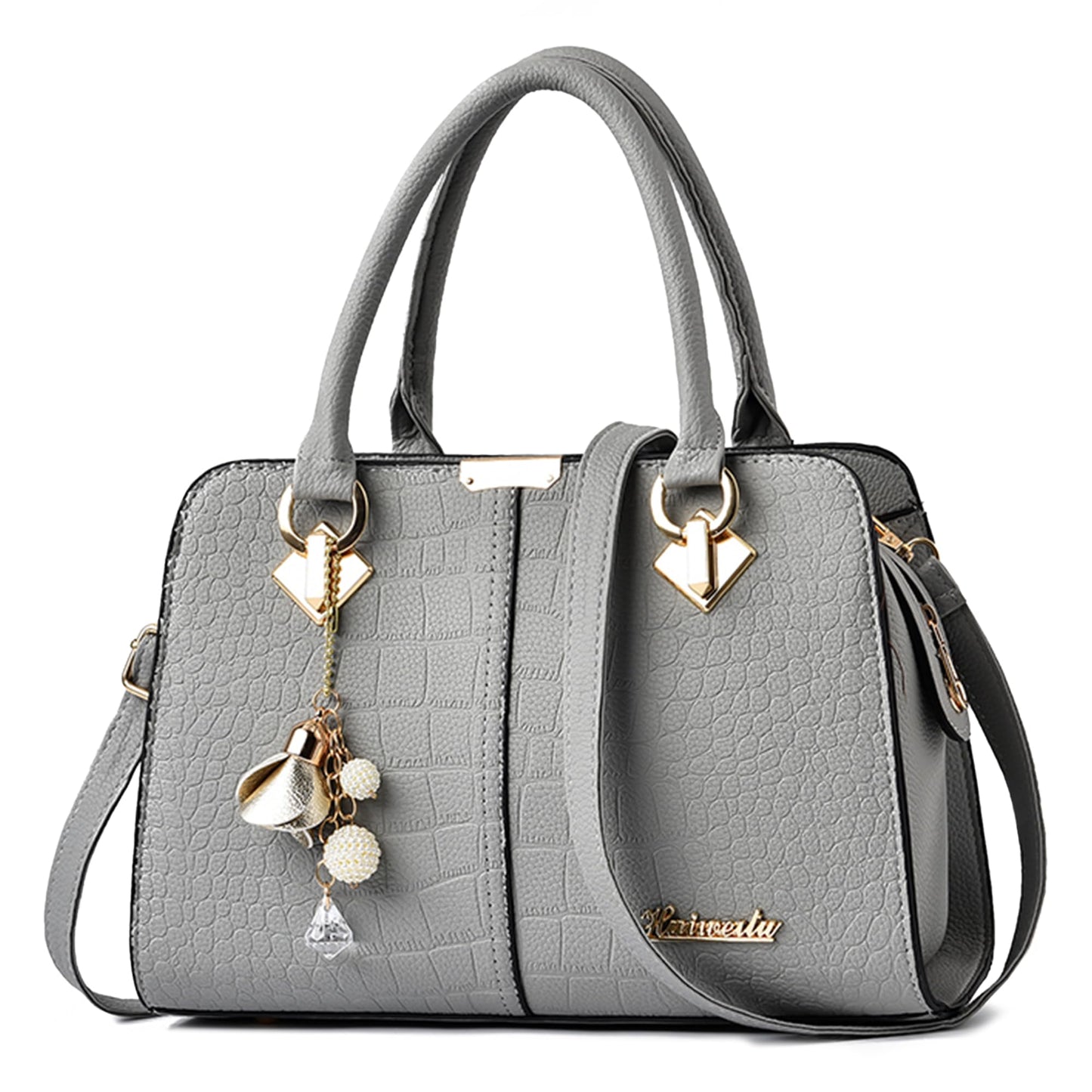 FORRICA Handbags for Women Elegant Pendant Ladies Shoulder Bags Top Handle Crossbody Bag PU Leather for Shopping Work Dating Black B