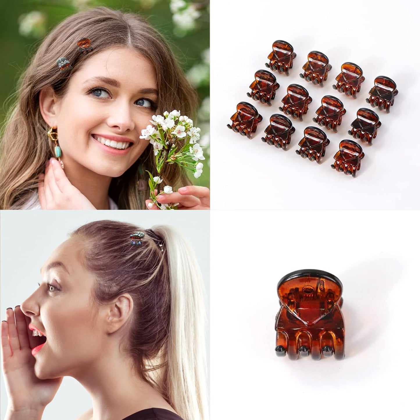 Qufiiry 30PCS Mini Hair Clips, Small Hair Clips, Mini Claw Hair Clips, Small Hair Clips for women with Storage bags, Non-slip Hair Catch for Women Girl's Hair Black and Brown