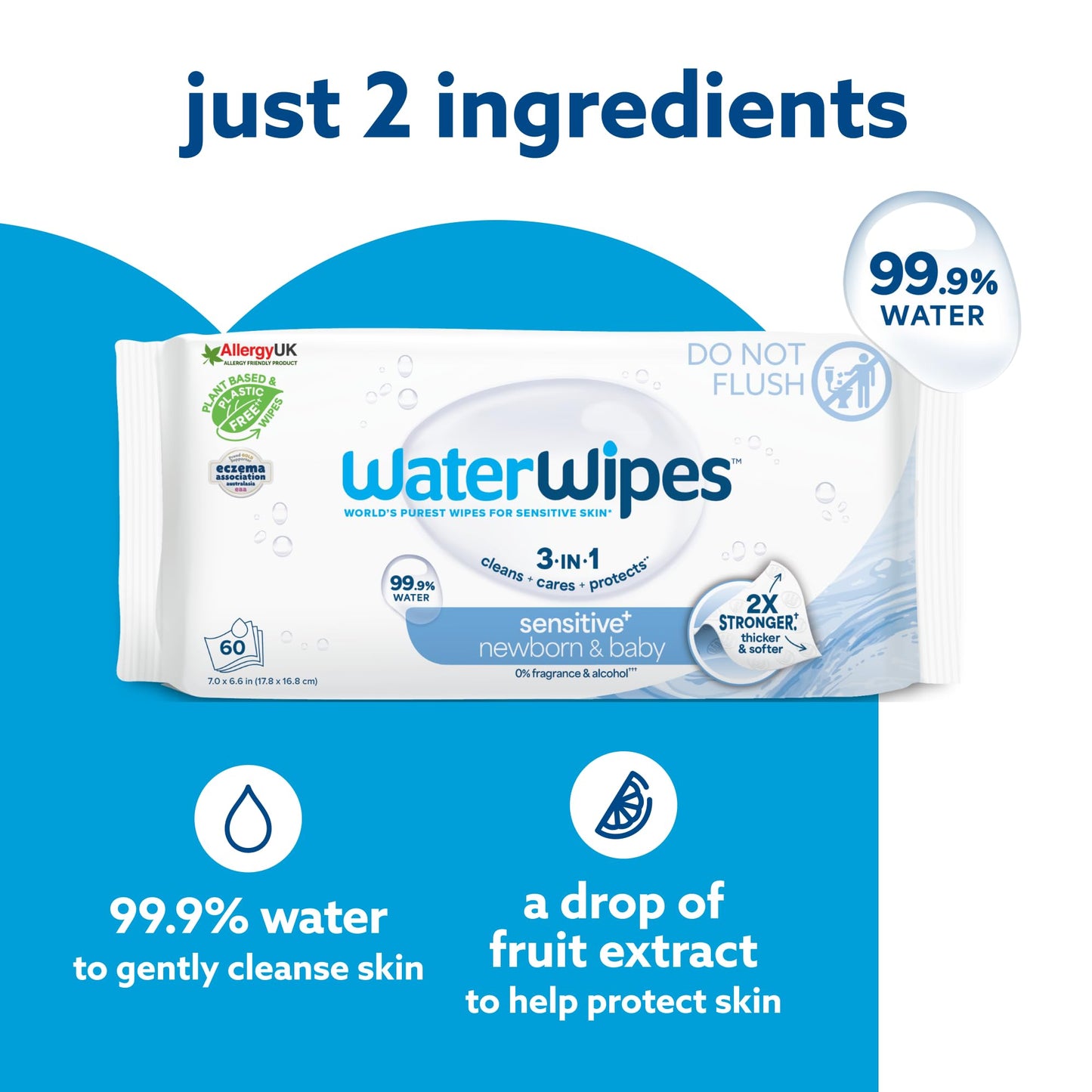 WaterWipes Original Baby Wipes, 720 Count (12 Packs), 99.9% Water, 3-In-1 Cleans, Cares, Protects, Unscented, Packaging May Vary