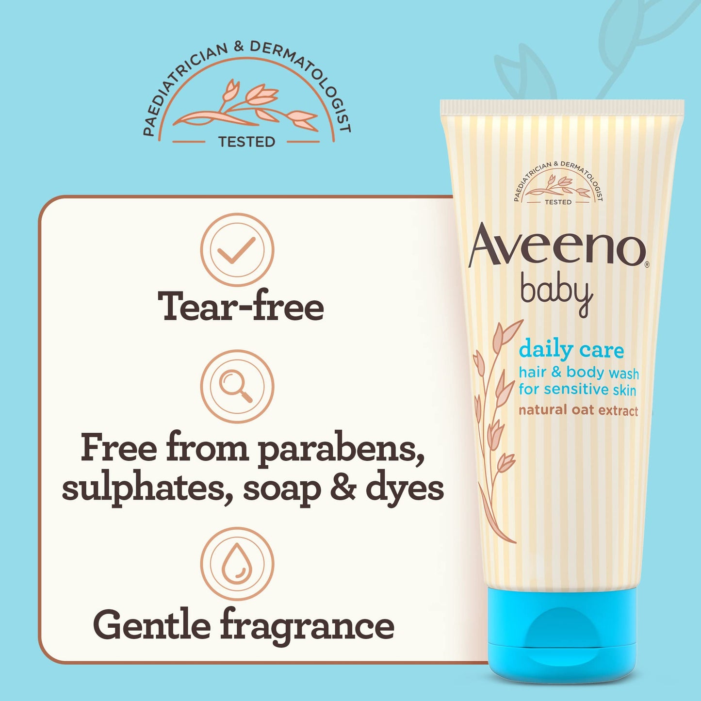 AVEENO Baby Daily Care Gentle Bath & Wash (1 x 400ml), Tear-Free Baby Wash with Gentle Fragrance with Prebiotic Colloidal Oatmeal, Gently Cleanses & Leaves Skin Feeling Moisturised, For Sensitive Skin