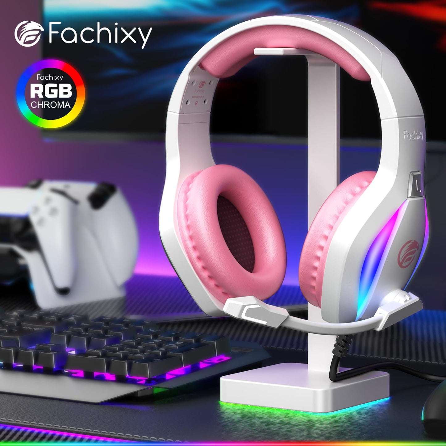 Fachixy FC100 Gaming Headset for PS4, PS5, PC, Xbox, Switch, Gamer Headset with Mic, Gaming Headphones with Microphone, Noise Cancelling Headphones with 3.5mm Jack