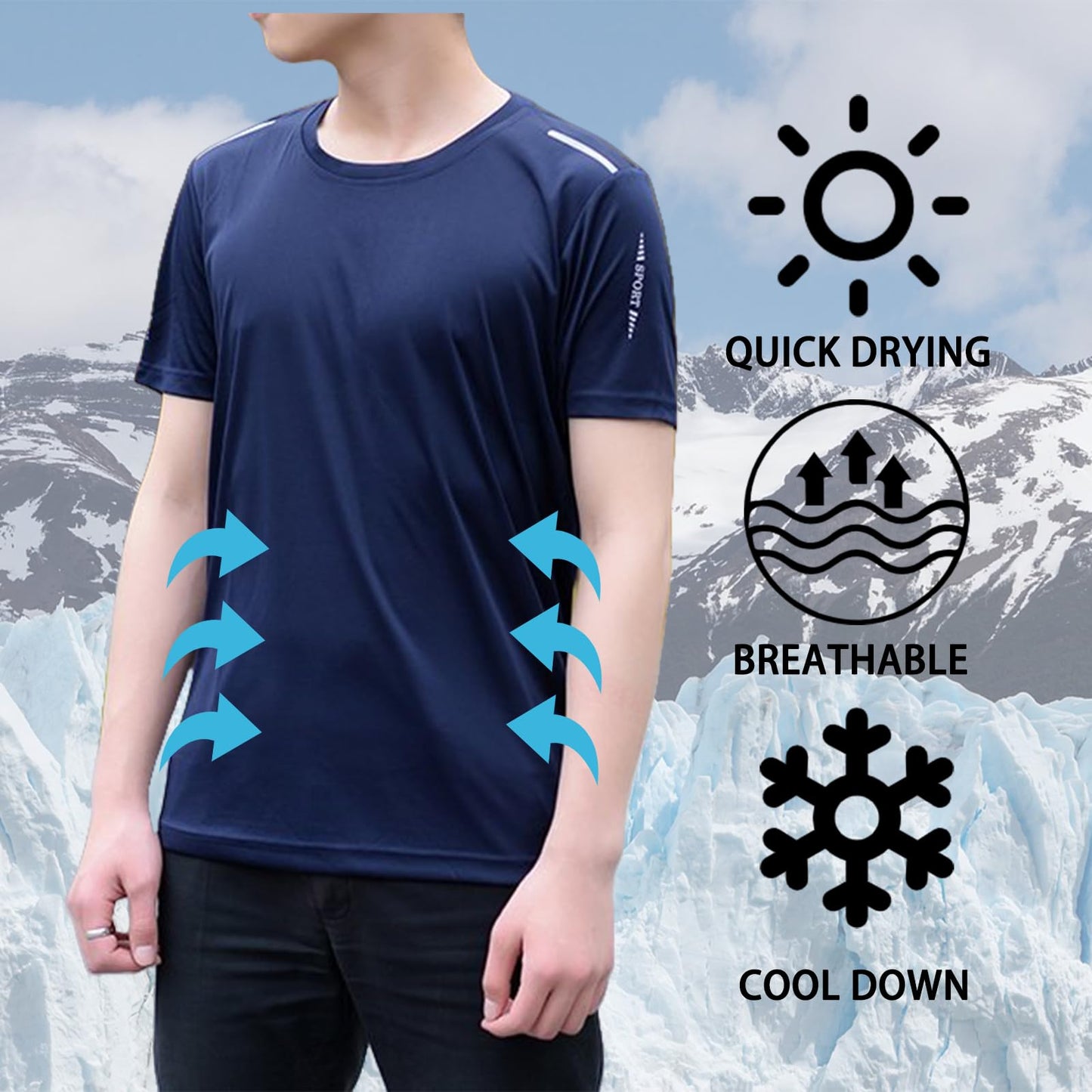 JiaYouLC 3 Pack T Shirts for Men UK Multipack Crew Neck Quick Dry Sport Tops Breathable Wicking Tshirts for Running Athletic Gym Workout