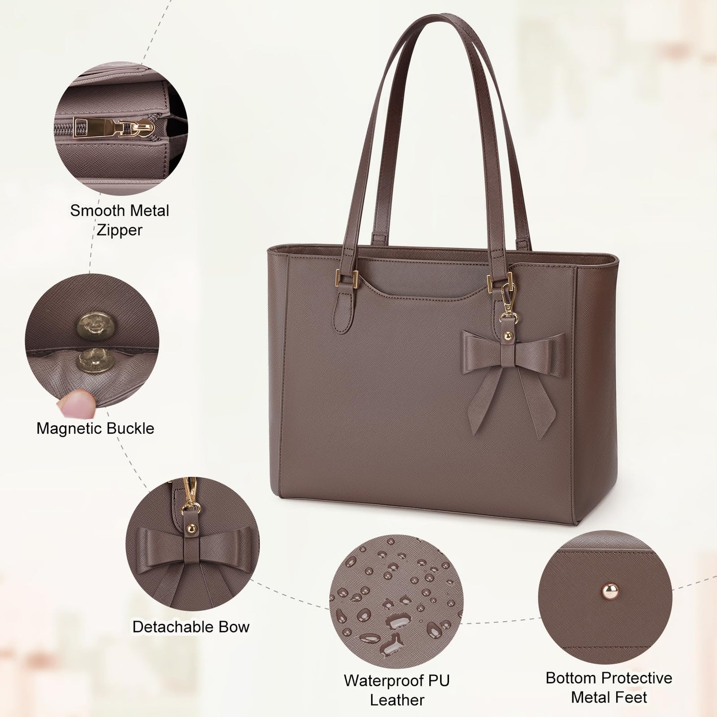 KTMOUW Handbags for Women Large Capacity PU Leather Tote Bags for Women with Zip, Shoulder Bag Ladies Handbag Tote Bag for School Work Travel Shopping Black