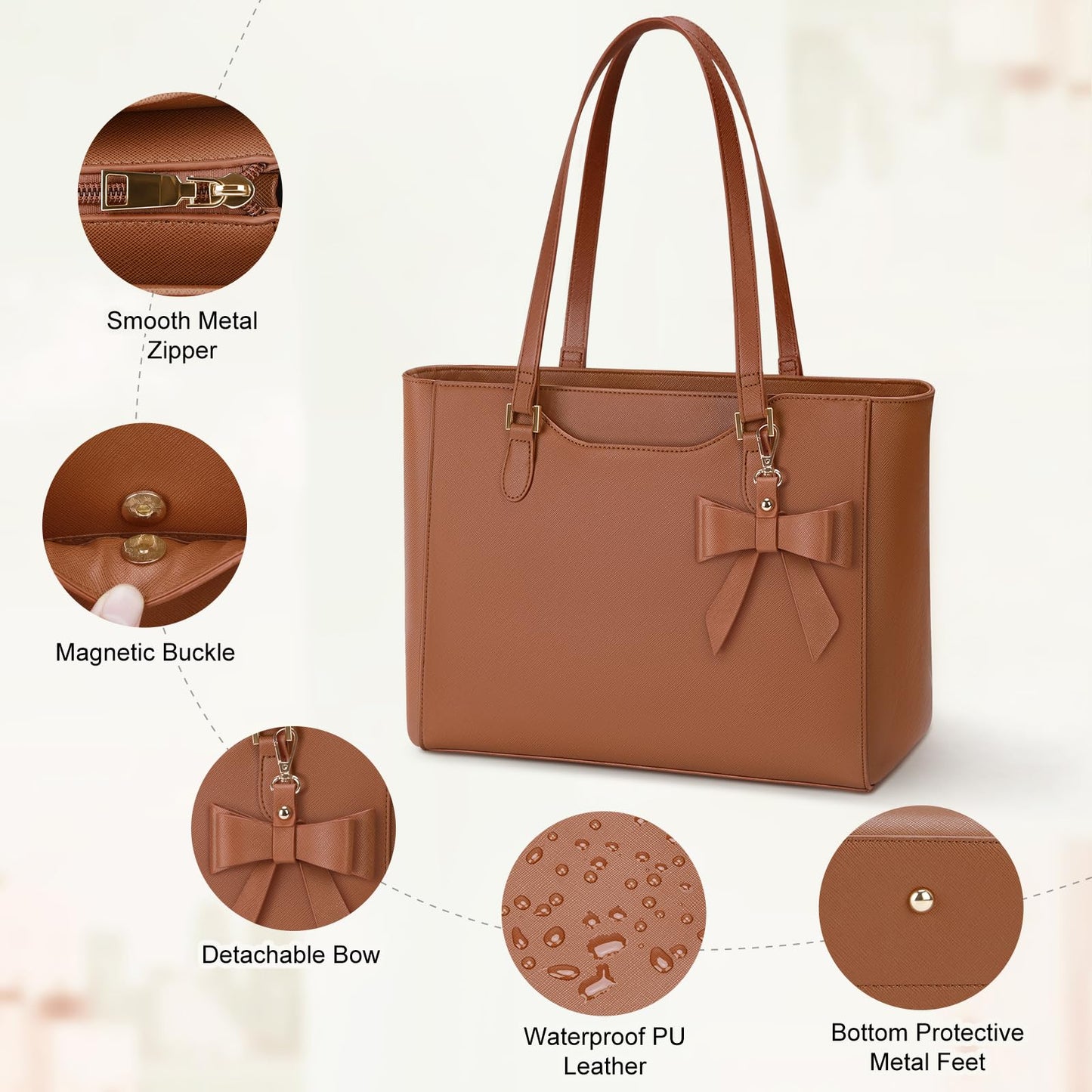 KTMOUW Handbags for Women Large Capacity PU Leather Tote Bags for Women with Zip, Shoulder Bag Ladies Handbag Tote Bag for School Work Travel Shopping Black
