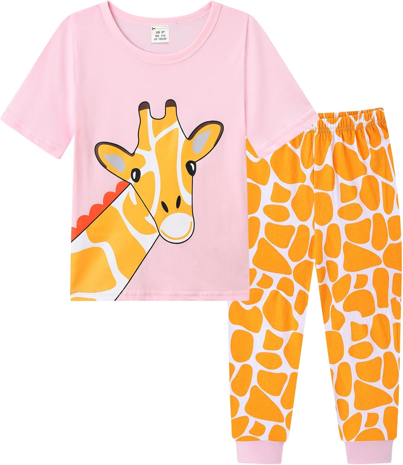 Dinopjs Girl's Pyjama Sets Cotton Dinosaur Unicorn Giraffe Pjs Kids Summer Short Pajamas for Girls 2-7 Years Children Clothes