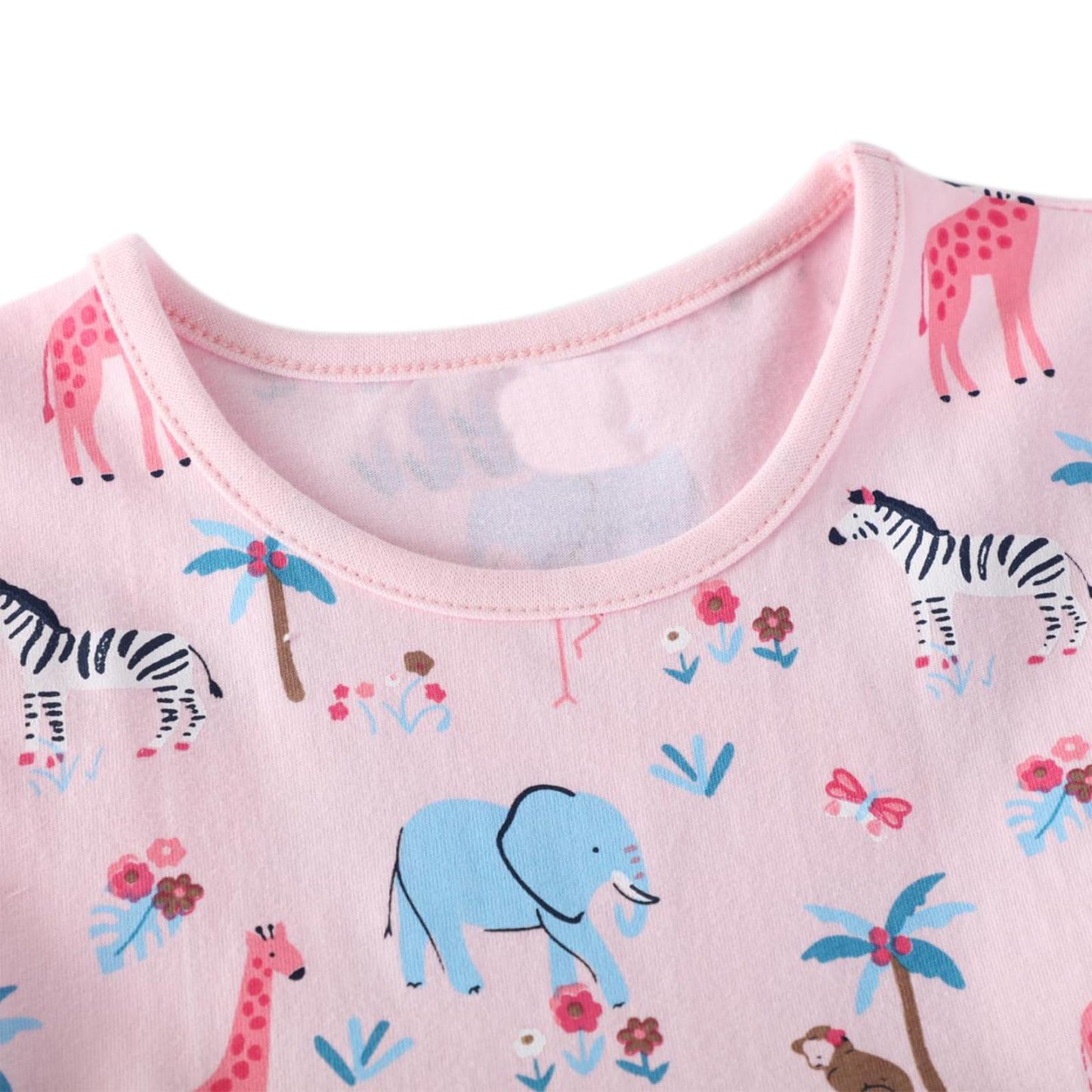 Smazero Baby Girl's Summer Dresses Short Sleeve Casual Dinosaur Horse Print Shirt Dress Little Kids Clothes Children Age 1-7 Years
