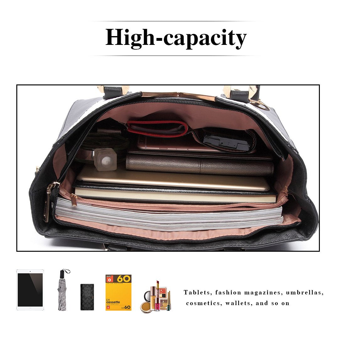 Miss Lulu Handbags for Women Look V-Shape Shoulder Handbag Lightweight Medium Tote Bag PU Leather