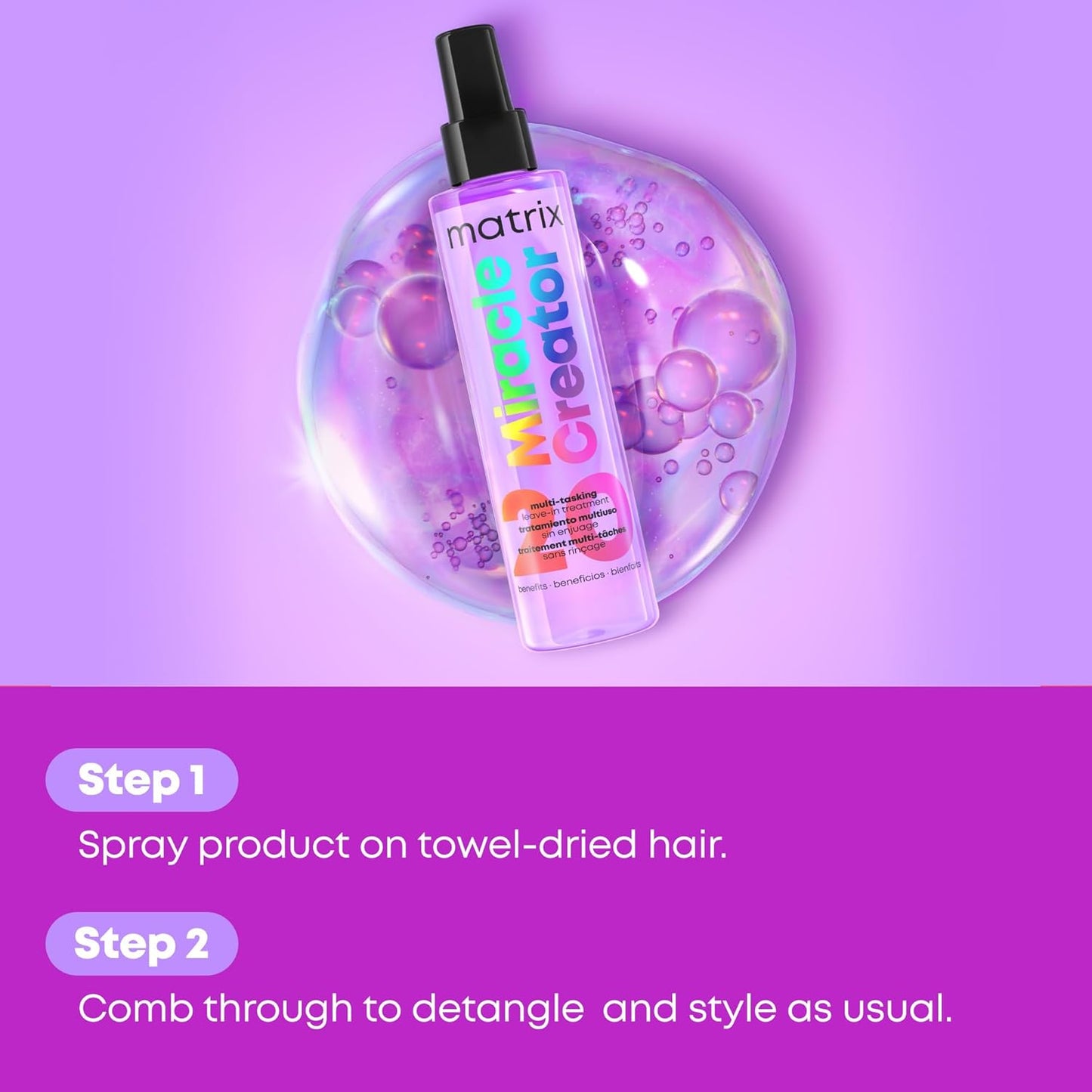 Matrix Multi-Tasking Hair Treatment, Leave-In Conditioner and Heat Protector with 20 Benefits, Total Results, Miracle Creator, 190ml