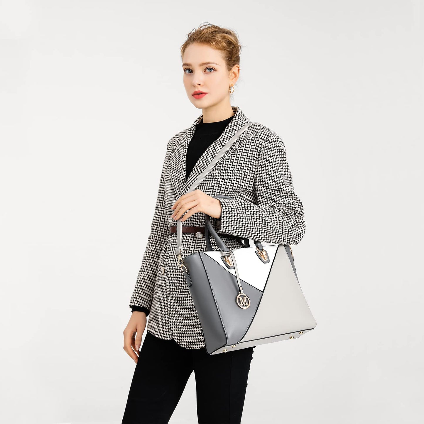 Miss Lulu Handbags for Women Look V-Shape Shoulder Handbag Lightweight Medium Tote Bag PU Leather