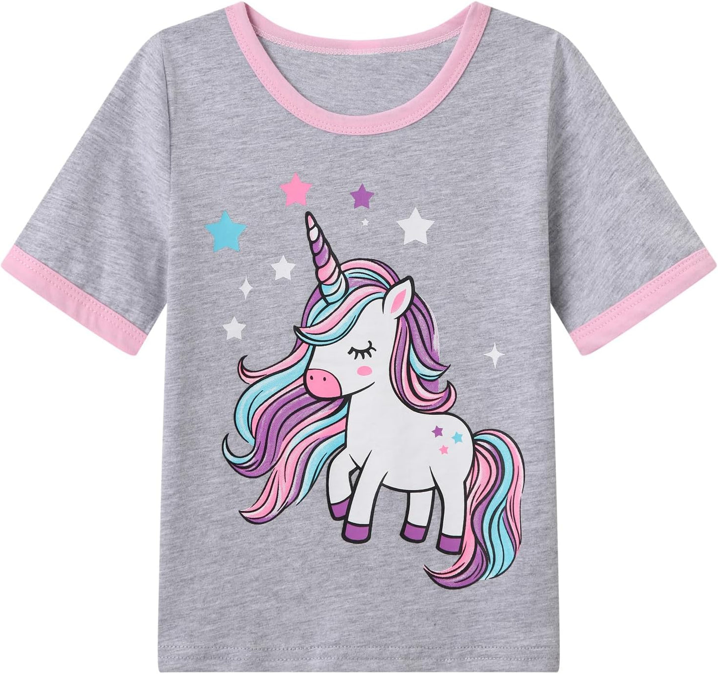 Dinopjs Girl's Pyjama Sets Cotton Dinosaur Unicorn Giraffe Pjs Kids Summer Short Pajamas for Girls 2-7 Years Children Clothes