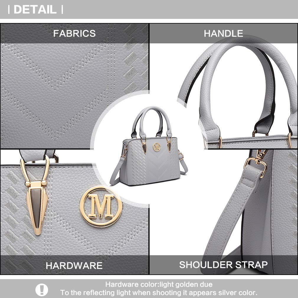Miss Lulu Handbag for Women, Woven and Chevron Pattern, M Logo on The Front, Top Handle or Shoulder Bag