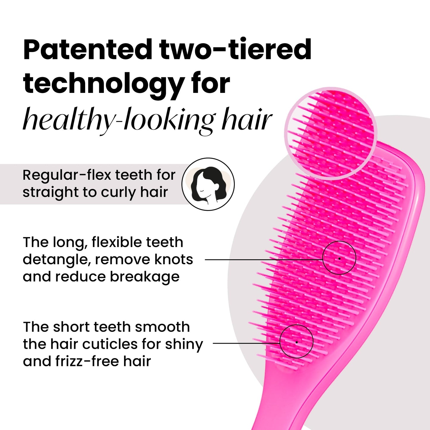 Tangle Teezer Ultimate Detangler Hairbrush - For Wet & Dry Hair - Detangling Brush for All Hair Types - Two-Tiered Teeth Reduce Breakage & Eliminate Knots - Millennial Pink
