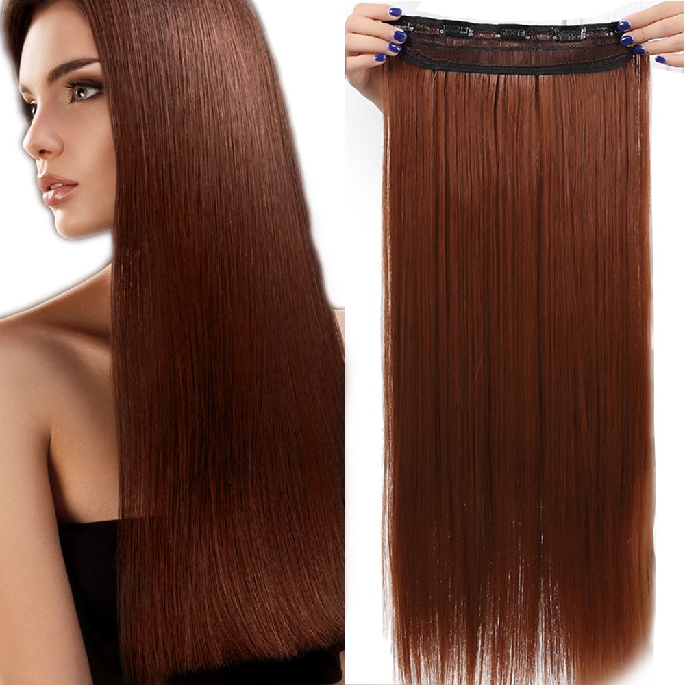 24 Inch One Piece Hair Extensions Clip In Curly Hairpieces Wavy 5 Clips - Dark Brown(60cm-120g)