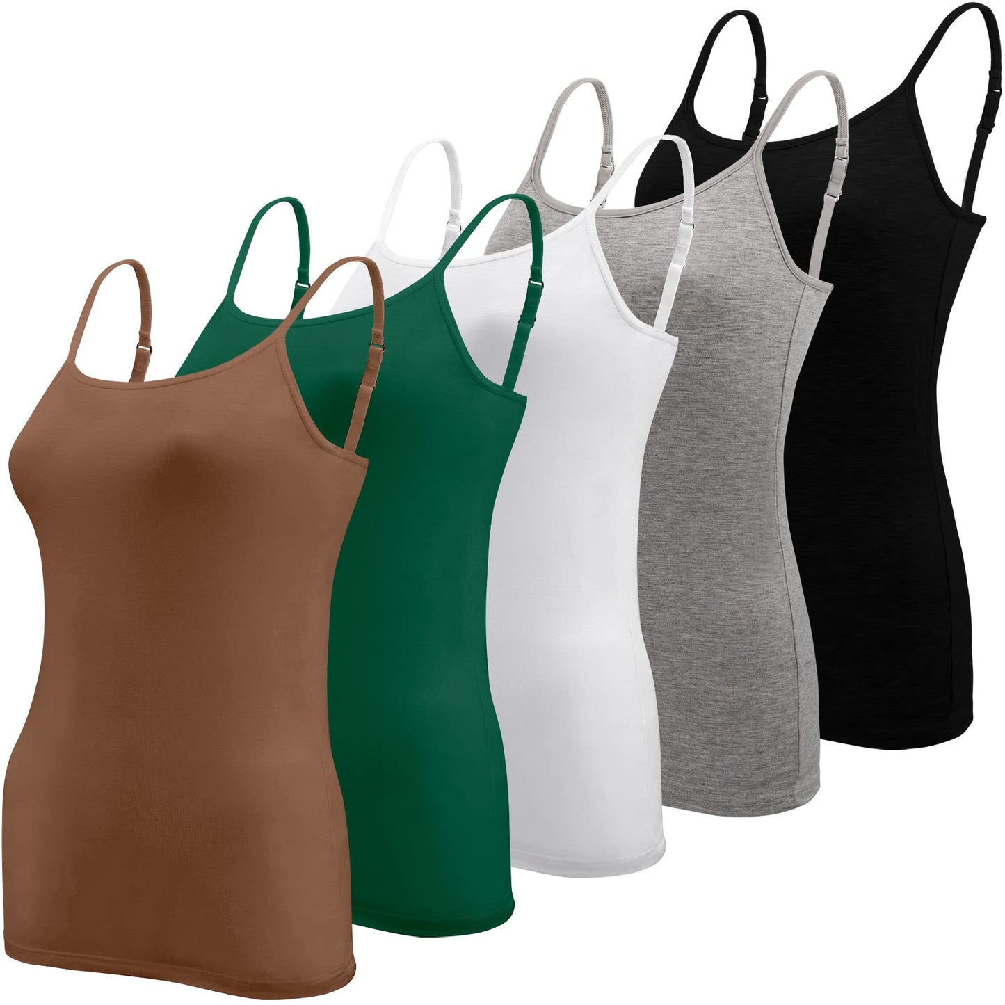 BQTQ 5 Pieces Basic Camisole Adjustable Strap Vest Top for Women and Girl