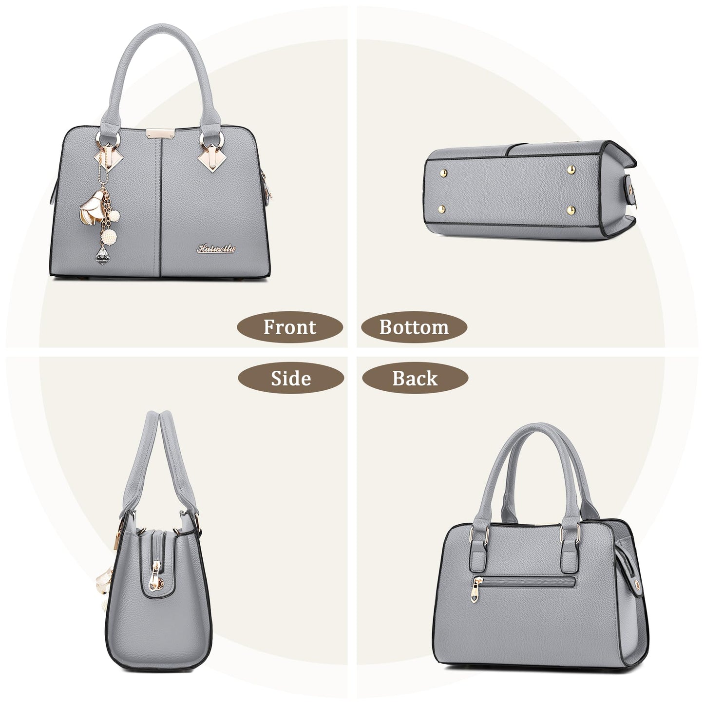 FORRICA Handbags for Women Elegant Pendant Ladies Shoulder Bags Top Handle Crossbody Bag PU Leather for Shopping Work Dating Black B