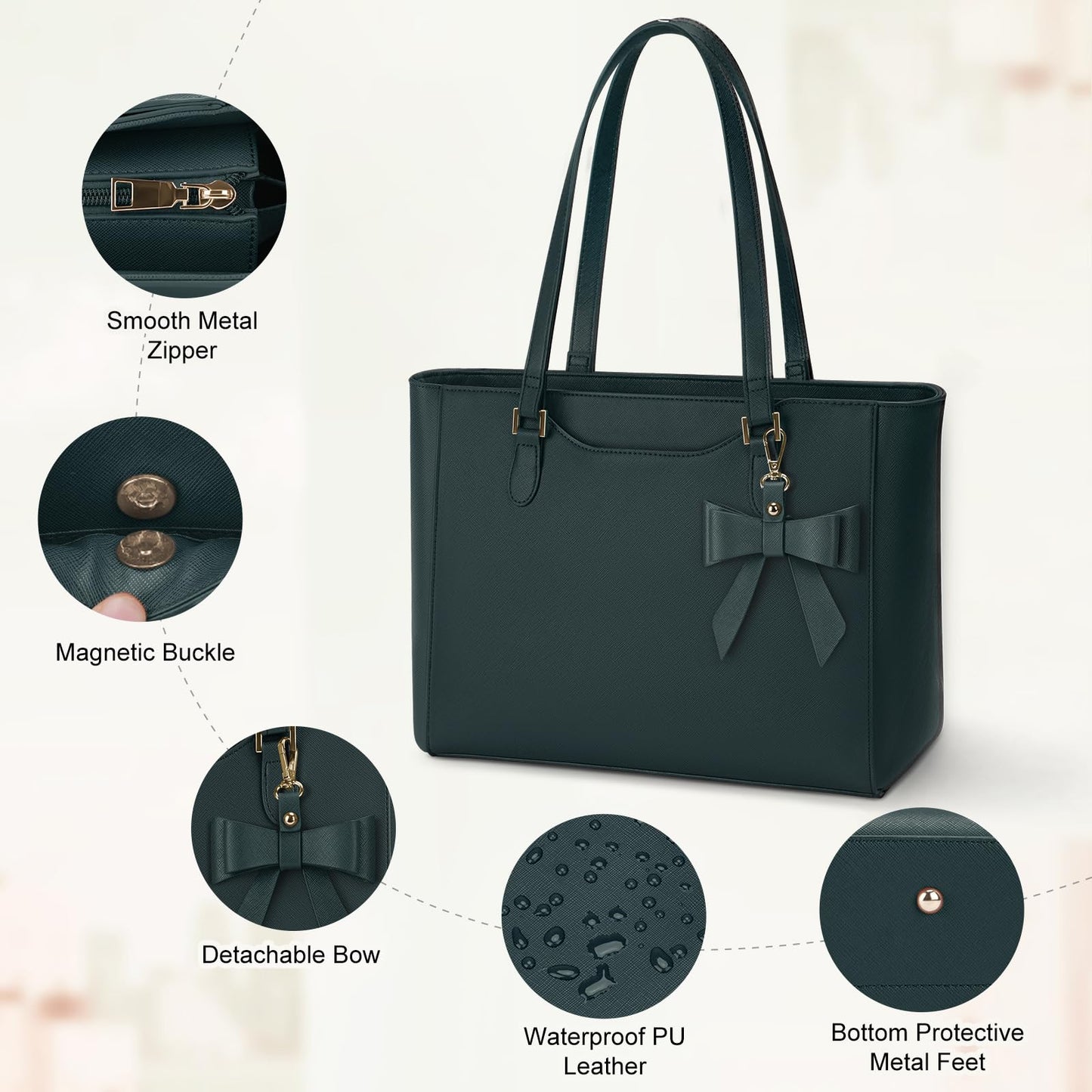 KTMOUW Handbags for Women Large Capacity PU Leather Tote Bags for Women with Zip, Shoulder Bag Ladies Handbag Tote Bag for School Work Travel Shopping Black