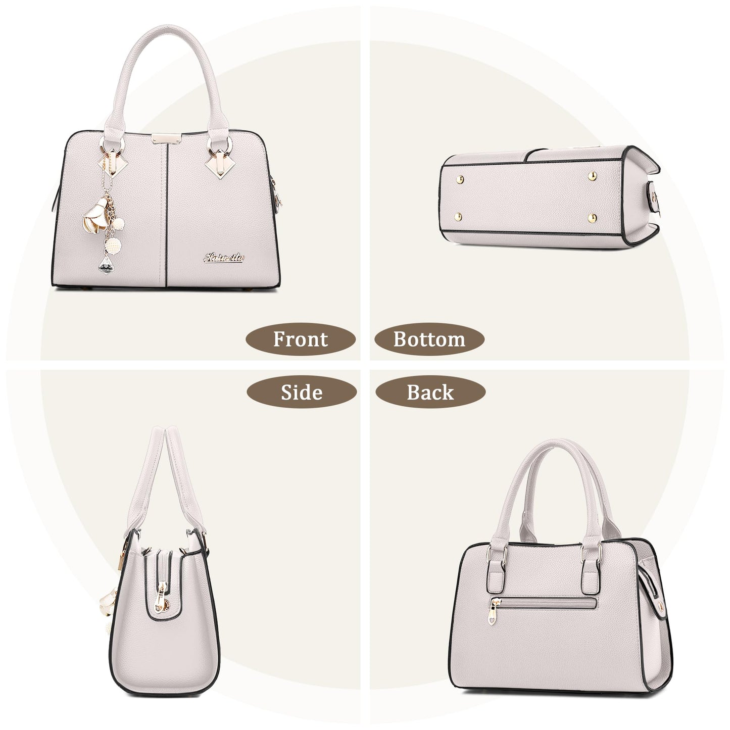 FORRICA Handbags for Women Elegant Pendant Ladies Shoulder Bags Top Handle Crossbody Bag PU Leather for Shopping Work Dating Black B