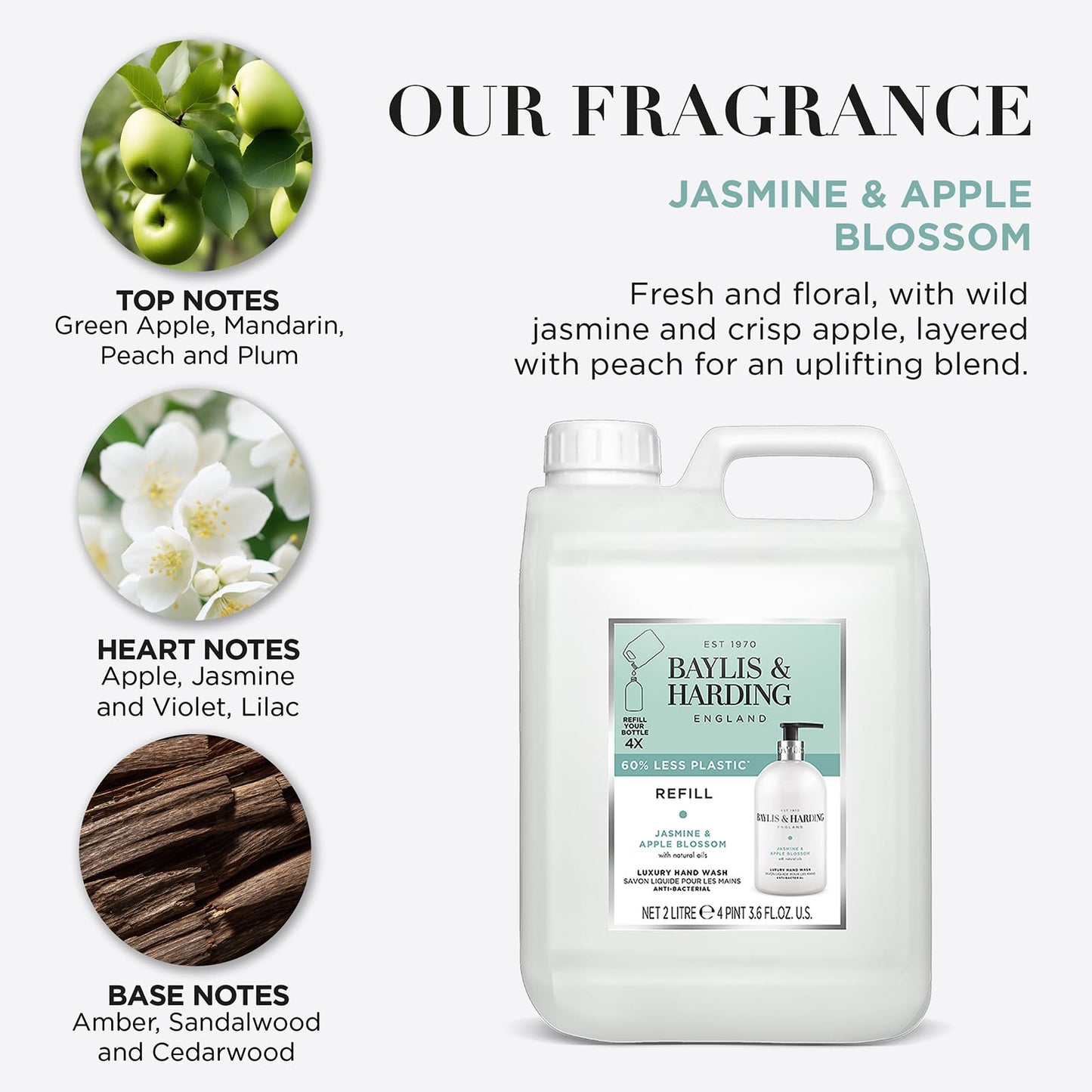 Baylis & Harding Jasmine and Apple Blossom Anti-Bacterial Hand Wash, 500 ml (Pack of 3) - Vegan Friendly