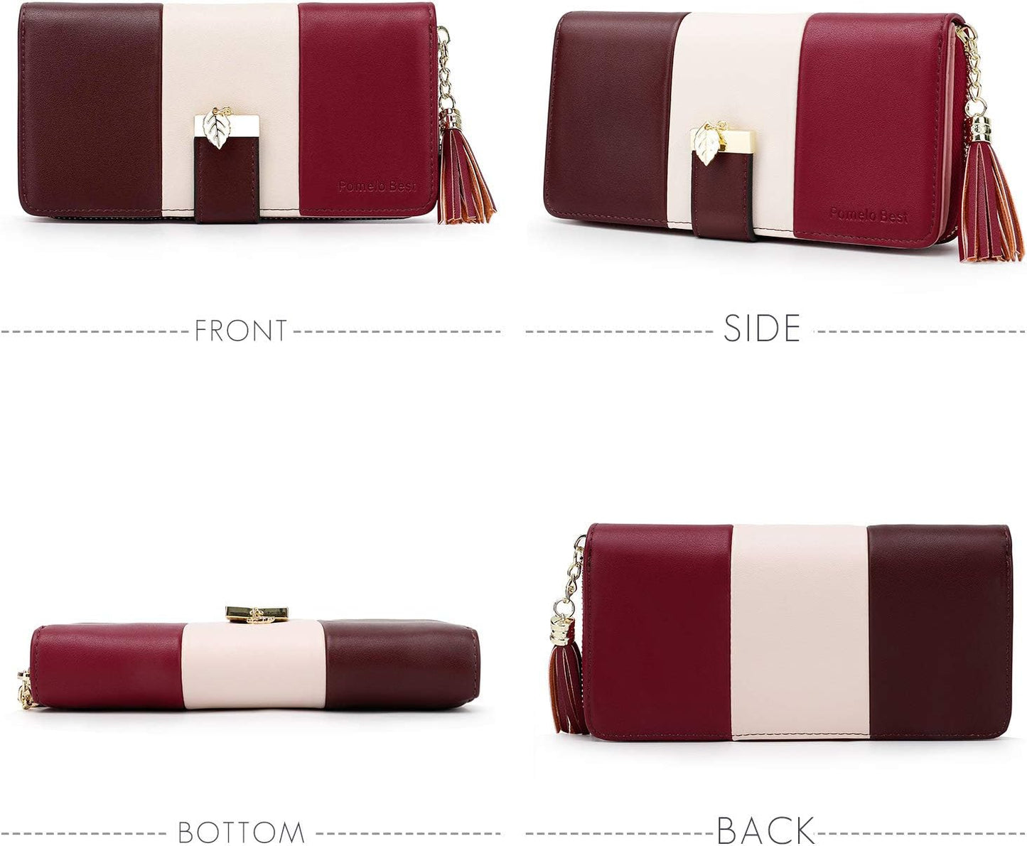 Pomelo Best Womens Wallet RFID Blocking Large Capacity Long Purse with Multiple Card Slots Zipper Phone Coin Pocket