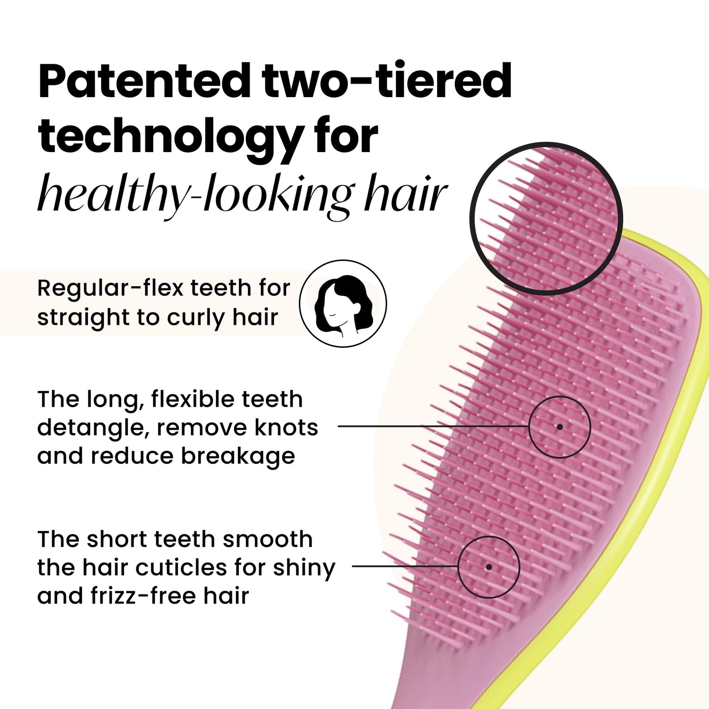 Tangle Teezer Ultimate Detangler Hairbrush - For Wet & Dry Hair - Detangling Brush for All Hair Types - Two-Tiered Teeth Reduce Breakage & Eliminate Knots - Millennial Pink