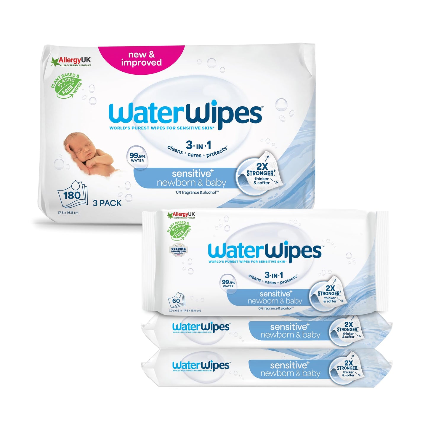 WaterWipes Original Baby Wipes, 720 Count (12 Packs), 99.9% Water, 3-In-1 Cleans, Cares, Protects, Unscented, Packaging May Vary