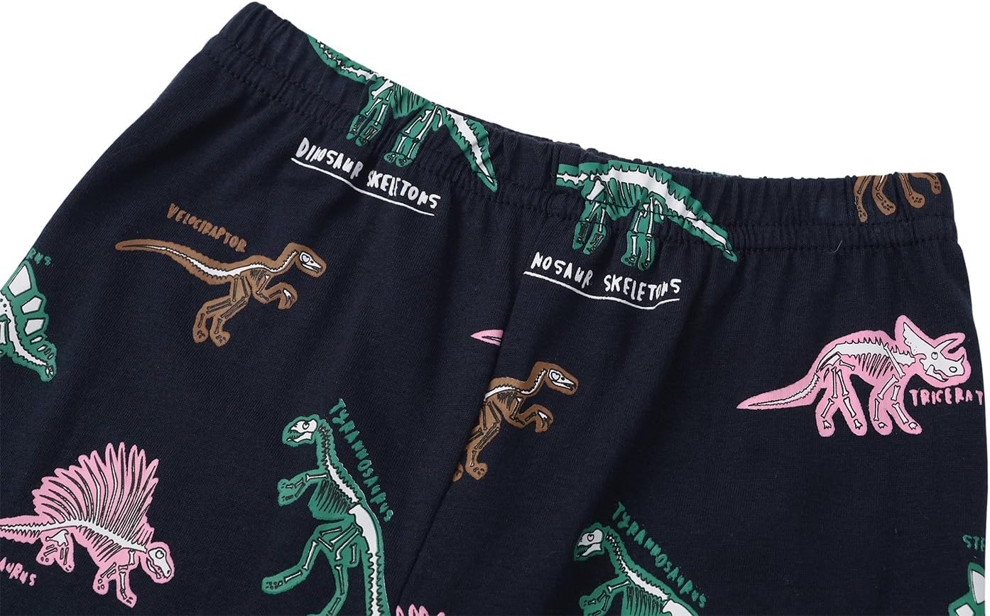 Dinopjs Girl's Pyjama Sets Cotton Dinosaur Unicorn Giraffe Pjs Kids Summer Short Pajamas for Girls 2-7 Years Children Clothes