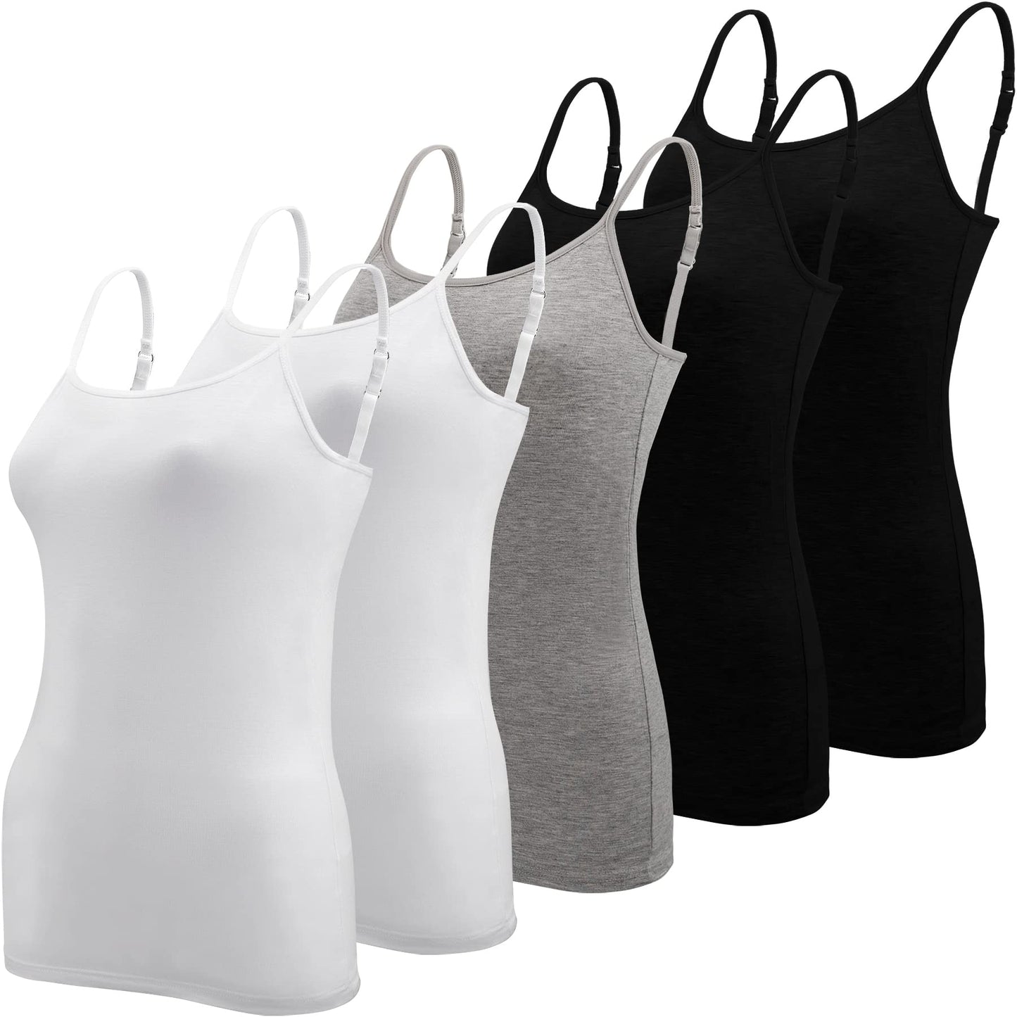 BQTQ 5 Pieces Basic Camisole Adjustable Strap Vest Top for Women and Girl