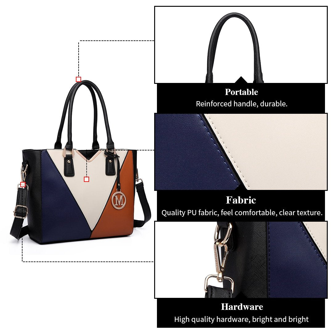 Miss Lulu Handbags for Women Look V-Shape Shoulder Handbag Lightweight Medium Tote Bag PU Leather