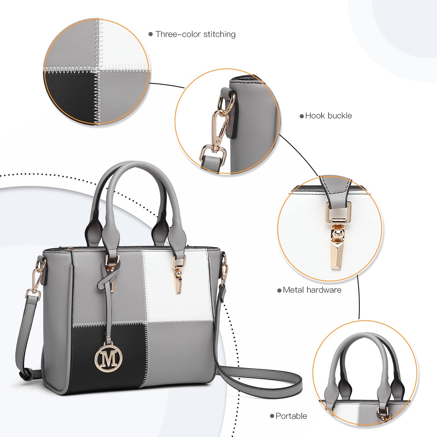 Miss Lulu Handbags for Women Look V-Shape Shoulder Handbag Lightweight Medium Tote Bag PU Leather