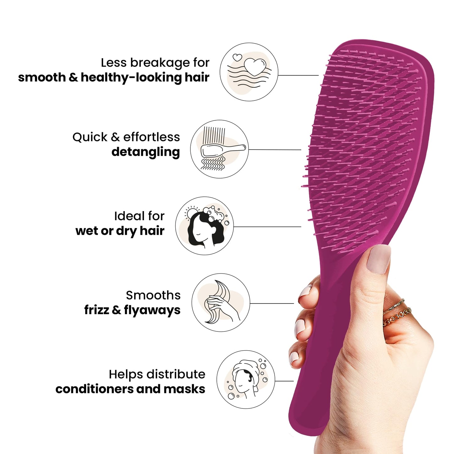 Tangle Teezer Ultimate Detangler Hairbrush - For Wet & Dry Hair - Detangling Brush for All Hair Types - Two-Tiered Teeth Reduce Breakage & Eliminate Knots - Millennial Pink