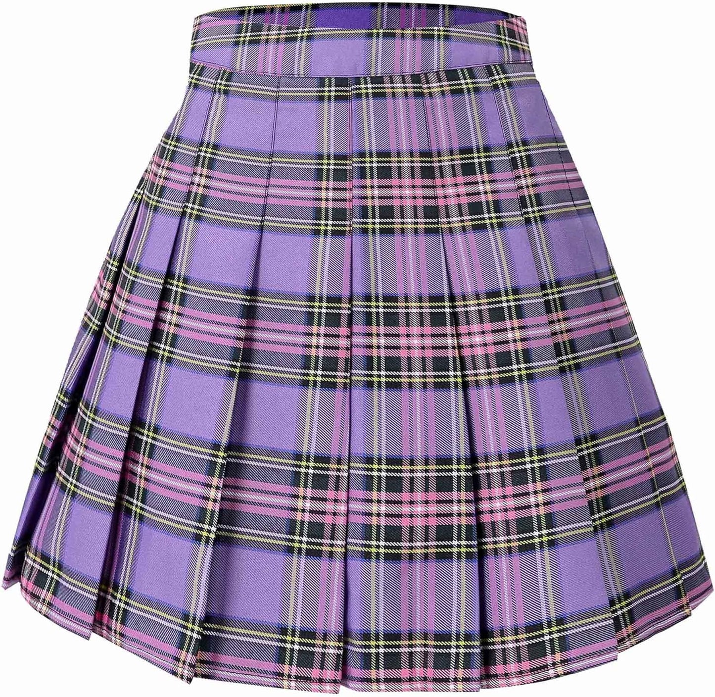 Hoerev Women Girls Short High Waist Pleated Skater Tennis School Skirt